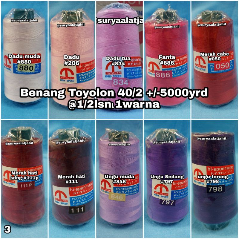 🅱️Benang Toyolon 40/2 5000y (1wrn@1/2lsn) =rp.76.500/6pcs