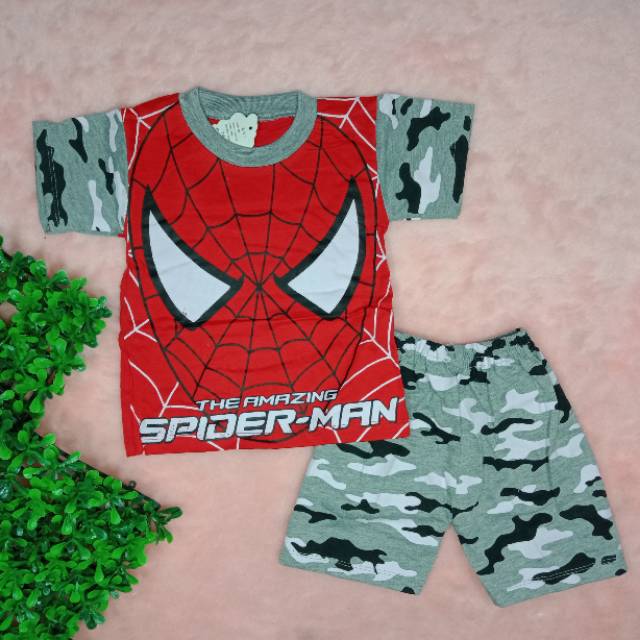 Ss#175 Setelan Anak Laki laki Size 6-24bulan Gambar Superhero / Baju Harian Anak / Pakaian Anak Laki