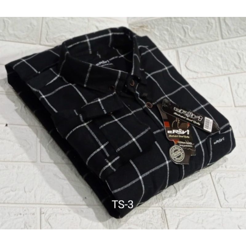 Kemeja Flanel Jumbo Pria Hem Slim Fit Lengan Panjang Motif Kotak
