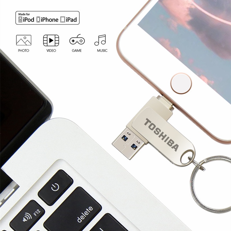 2in1 Flash Disk USB 3.0 Tipe c / ios 512GB Bahan Metal Anti Air Untuk Smartphone