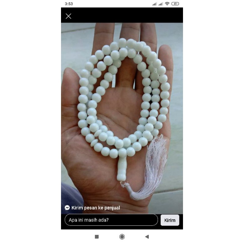 Cod Tasbih batu giok putih asli