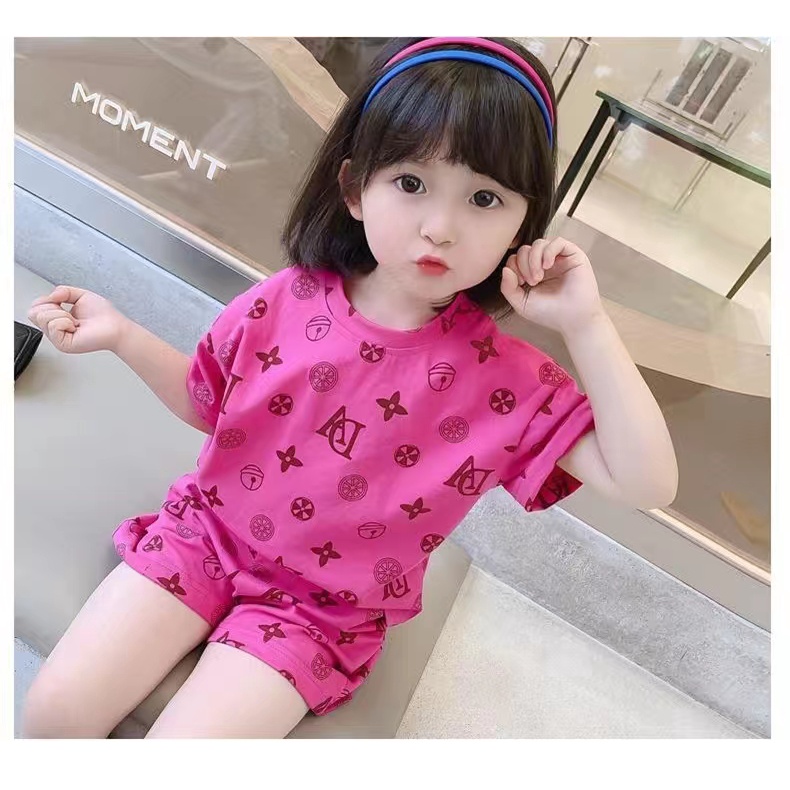 setelan set kaos anak perempuan cewek import uisa 1-4th/baju anak perempuan casual(AD)