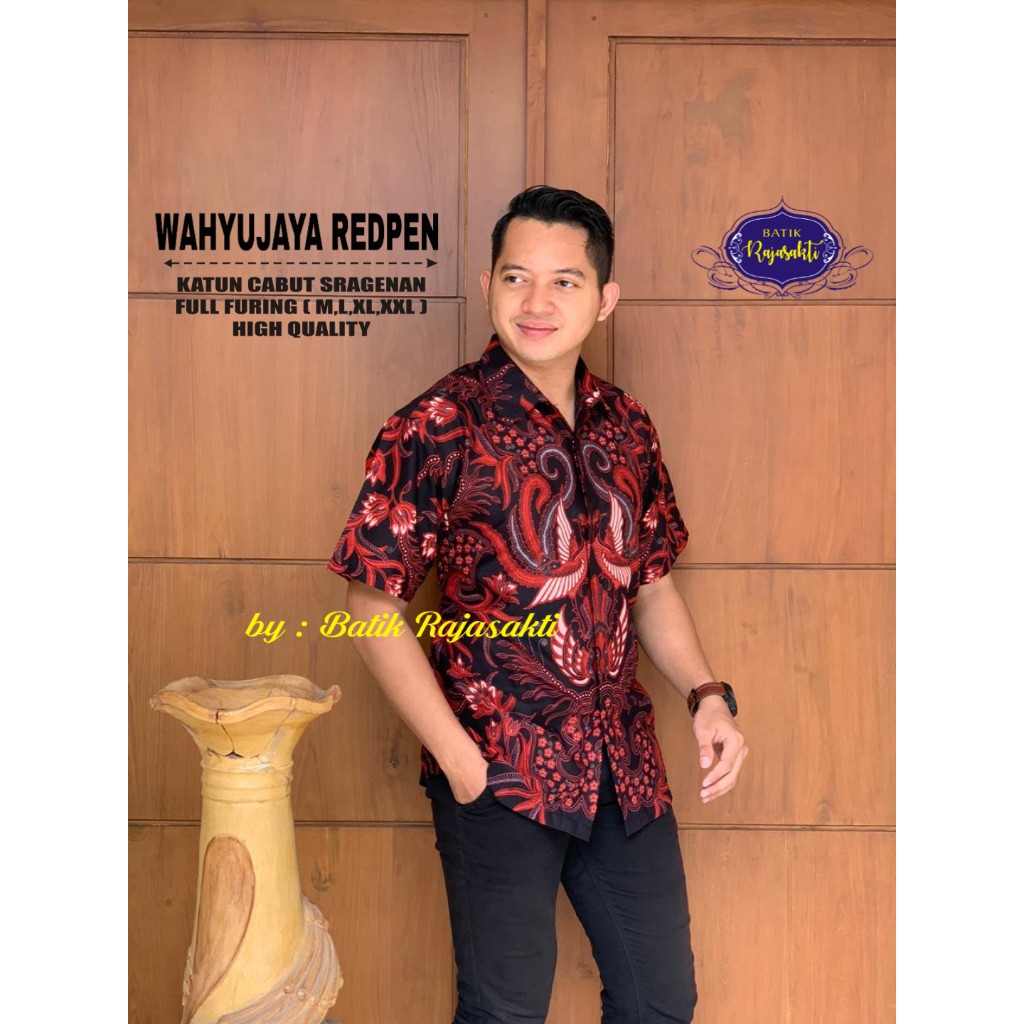 WAHYU JAYA RED KEMEJA BATIK SOLO PRIA LENGAN PENDEK PANJANG LAPIS FURING ATASAN PREMIUM MODERN KATUN HALUS MATA ANGKER MATA LEMBUT MAUZA MEGAH MEMPESONA MENTARI EMAS MERAK BAYEM MERAK BULAN MERAK COKLAT MERAK KEMBAR MERAK KUNING MERAK NJOGET 2 MERAK