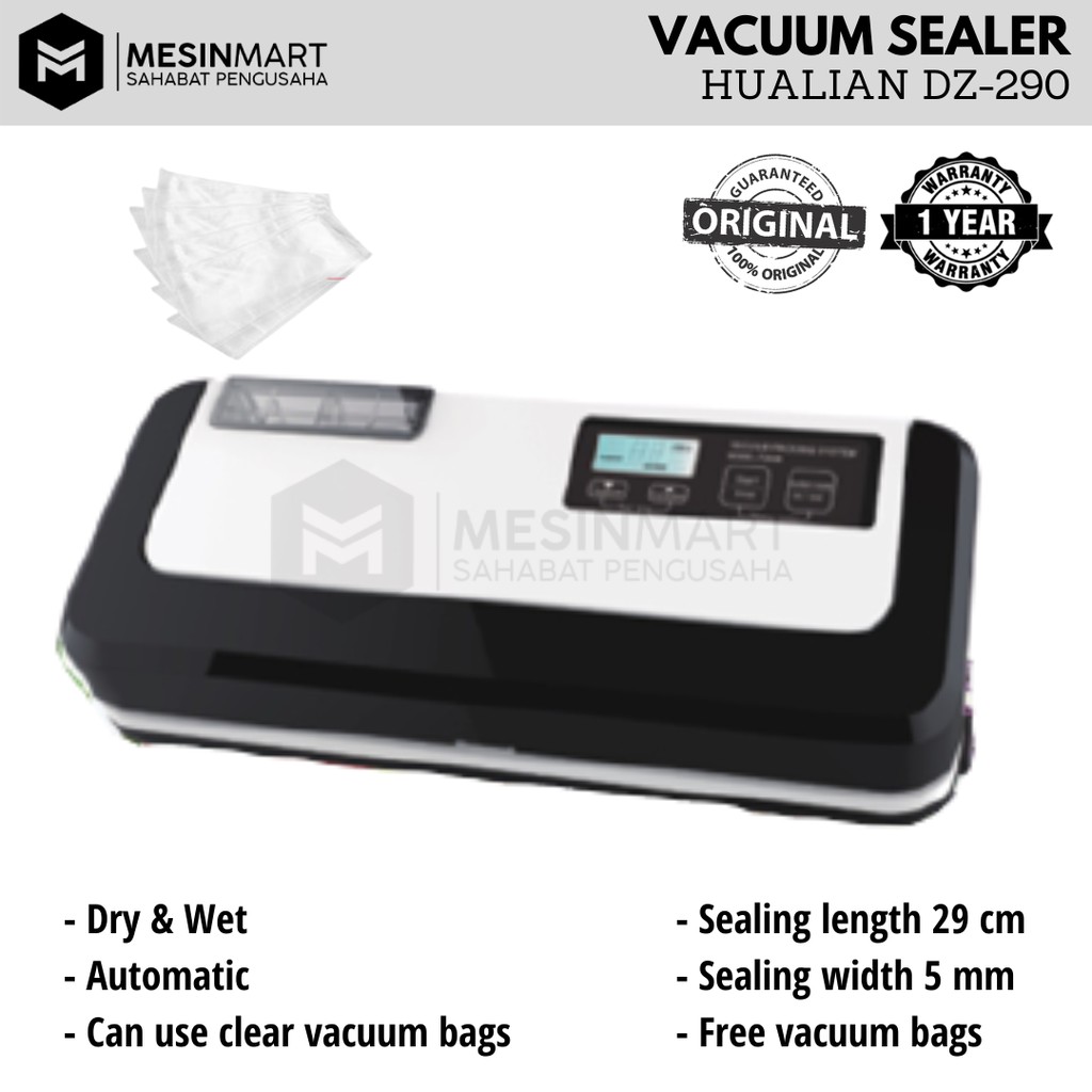 Vacuum Vakum Seal Sealer Mesin Pengemas Makanan Hualian DZ 290/P Kering Basah Kuah Berminyak