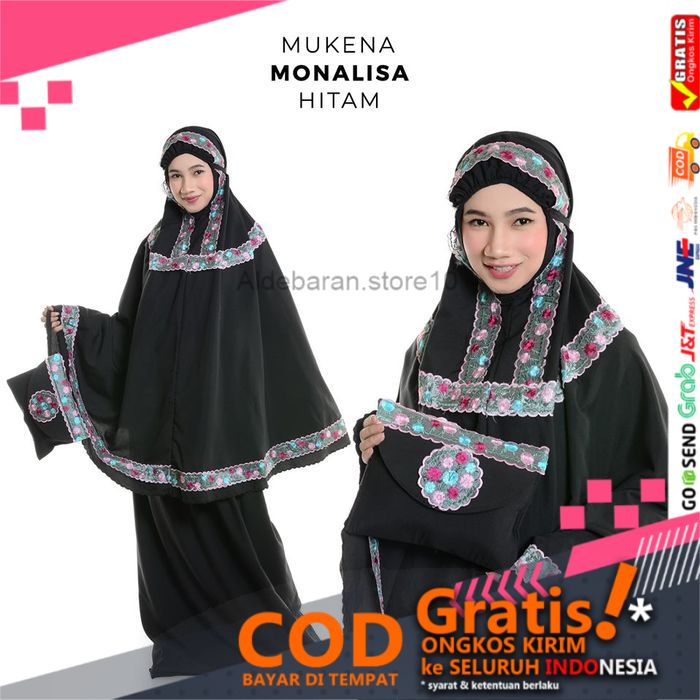 MUKENAH RUKUH MUKENA DEWASA MONALISA HITAM KUALITAS IMPORT