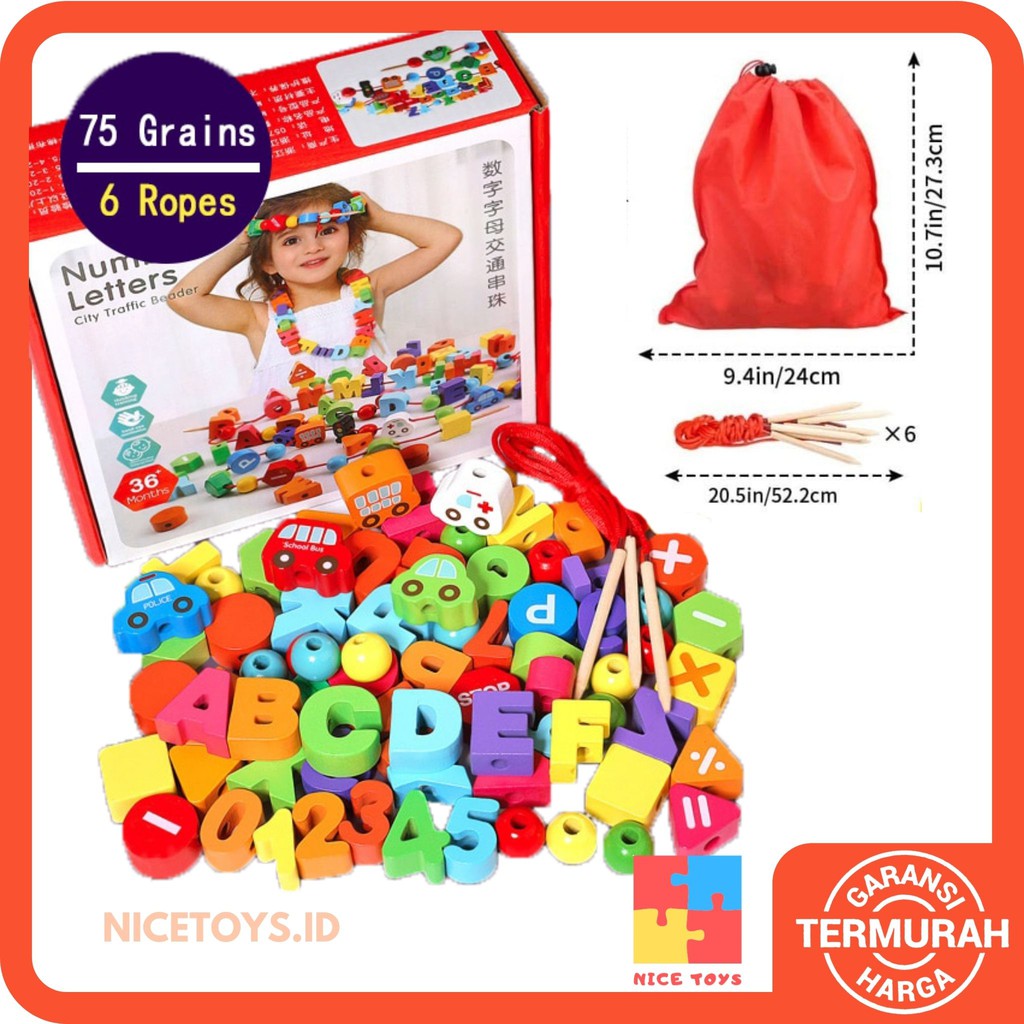 Number Letter City Beads Meronce Mainan Montessori Sensory Play Sensory Toys ArtCraft Mainan Manik