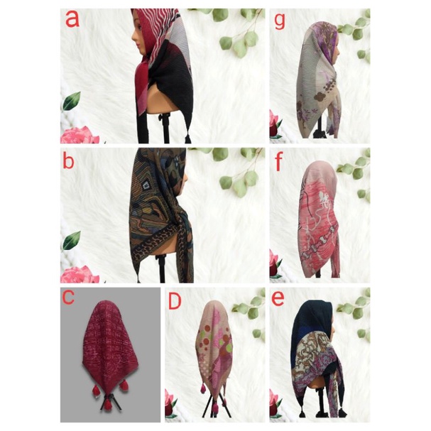 segi empat plisket motif /hijab plisket//plisket jambul best seller
