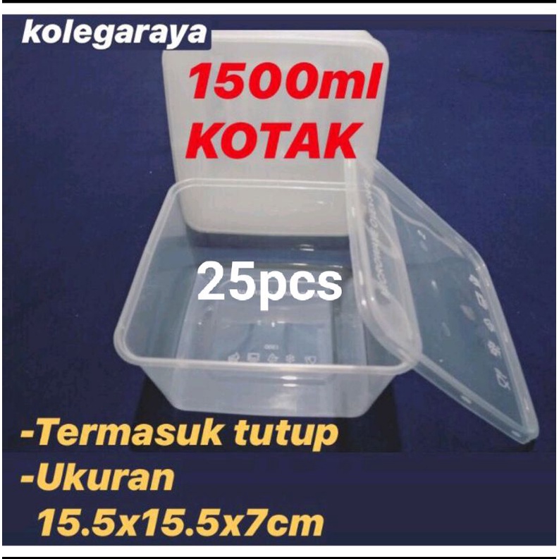 Thinwall Kotak OTK1500ML Wadah Kotak Makanan Plastik FoodGrade Isi 25PCS