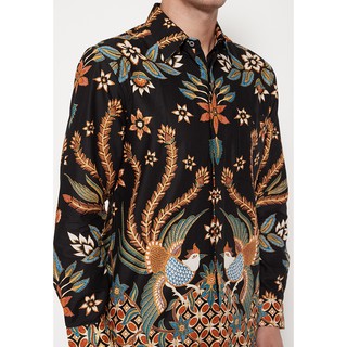  Batik  Semar  Kemeja Lengan  Panjang  Buh Kawung Hitam 