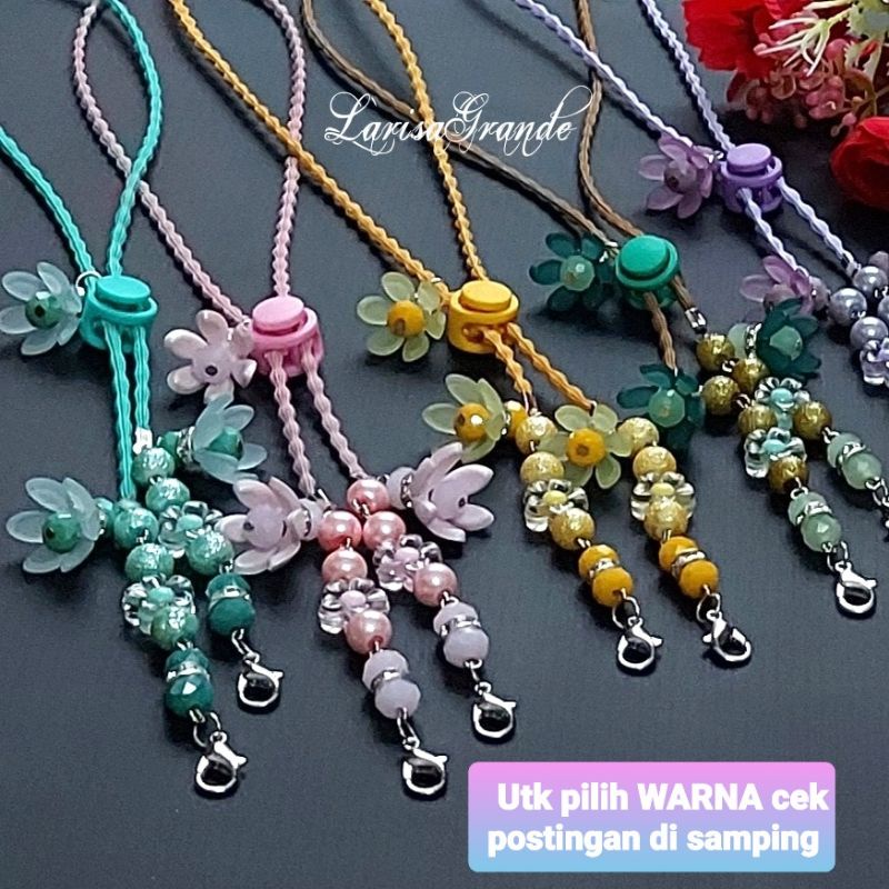 KONEKTOR MASKER HIJAB MUTIARA, PENGAIT MASKER HIJAB MUTIARA-Strap Bunga Random