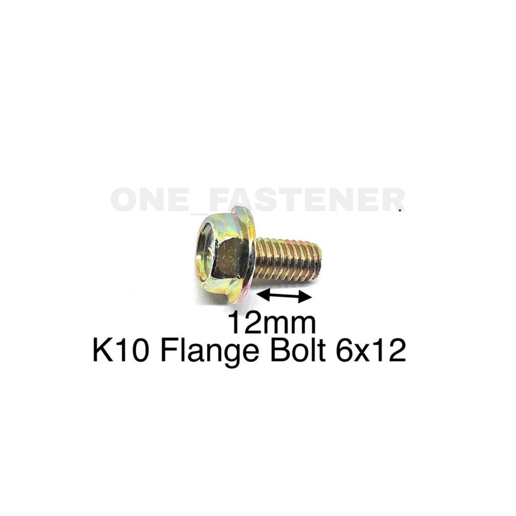 100 Pcs K10 Baut Flange Bolt M6x12 Kuning 1.0 Topi Kunci 10 6mm 1.2cm FBK