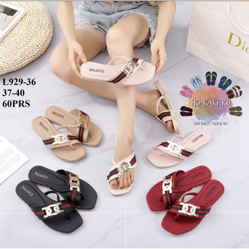 SANDAL BALANCE SELOP WANITA BENDERA SILANG KARET 929 DEWASA