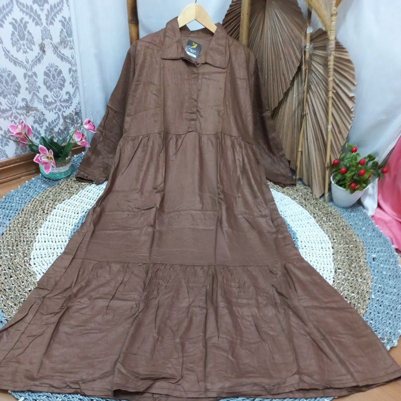 Baju Gamis Wanita Syar'i Muslim Remaja Sabinna Gamis Modis Wanita Lebaran 2021 Terbaru-Rayon caramel