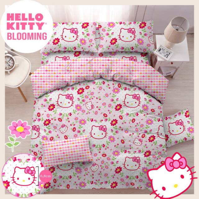 Sprei bed cover dan balmut motif hello kitty blooming