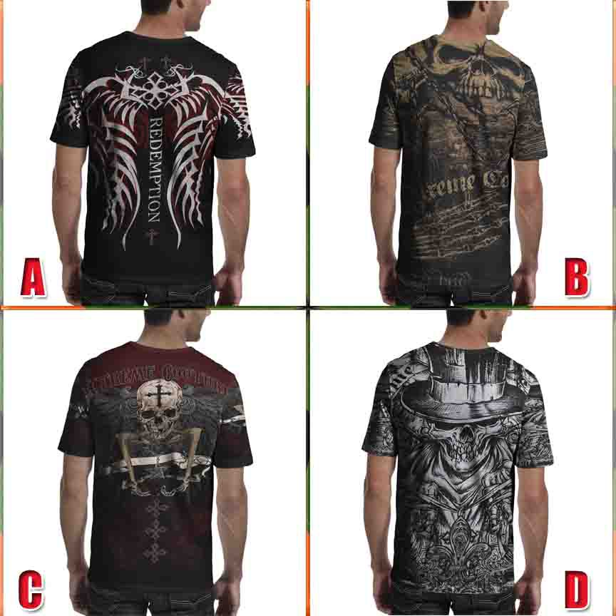 Xtreme Couture AFFLICTION THERMAL KILLER Tattoo Biker Tshirt Fullprint Bahan Polyester Jersey Dryfit