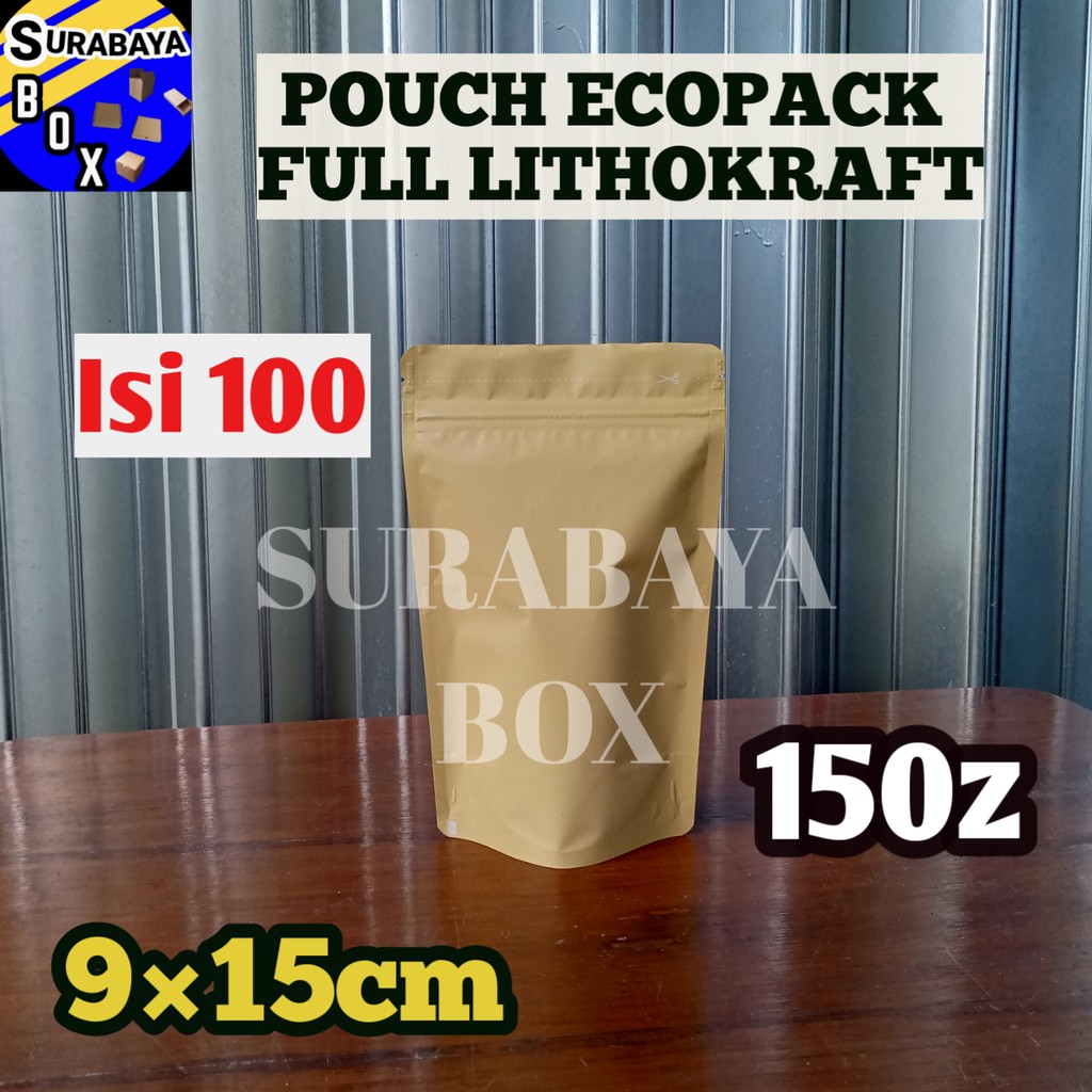 ISI 100 Standing Pouch Ecopack 150gr Kemasan Kopi Plastik klip KPACK