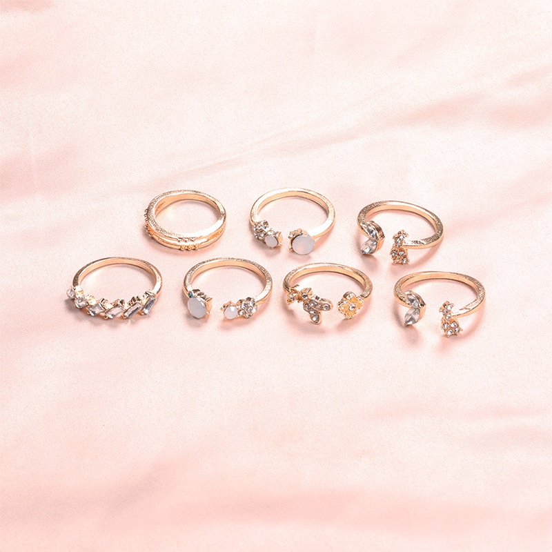 COD❤️cincin 7pcs set cincin titanium korea anti karat anti luntur selamanya ring kupu kupu emas Gaya aesthetic fashion aksesoris wanita