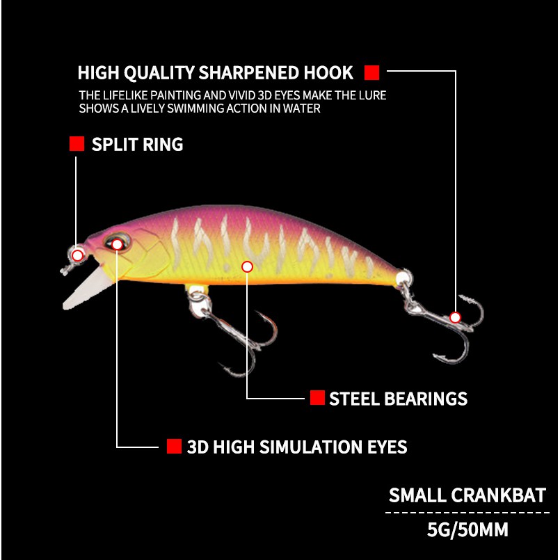 Umpan Pancing Buatan Alat Pancing Murah Umpan Ikan 5g/5cm Alat Pancing Umpan Pancing relix nusantara Kail Pancing 3D Eyes Minnow Lure Umpan Mancing Top Water Lure