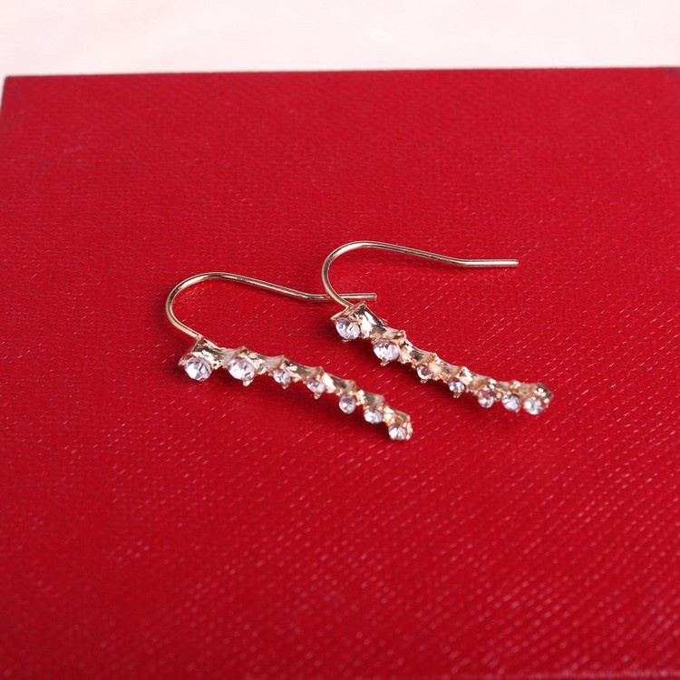 Korea fashion anting-anting deretan 7 berlian rhinestone bertatahkan bintang telinga kancing Eropa d