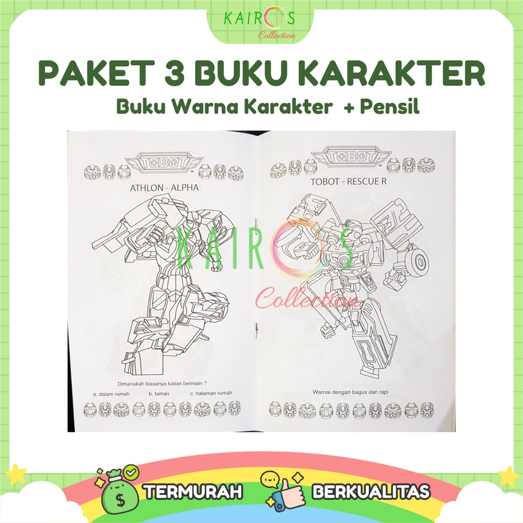 Belajar Edukasi Paket Buku Mewarnai Karakter Anak &amp; Pensil Warna