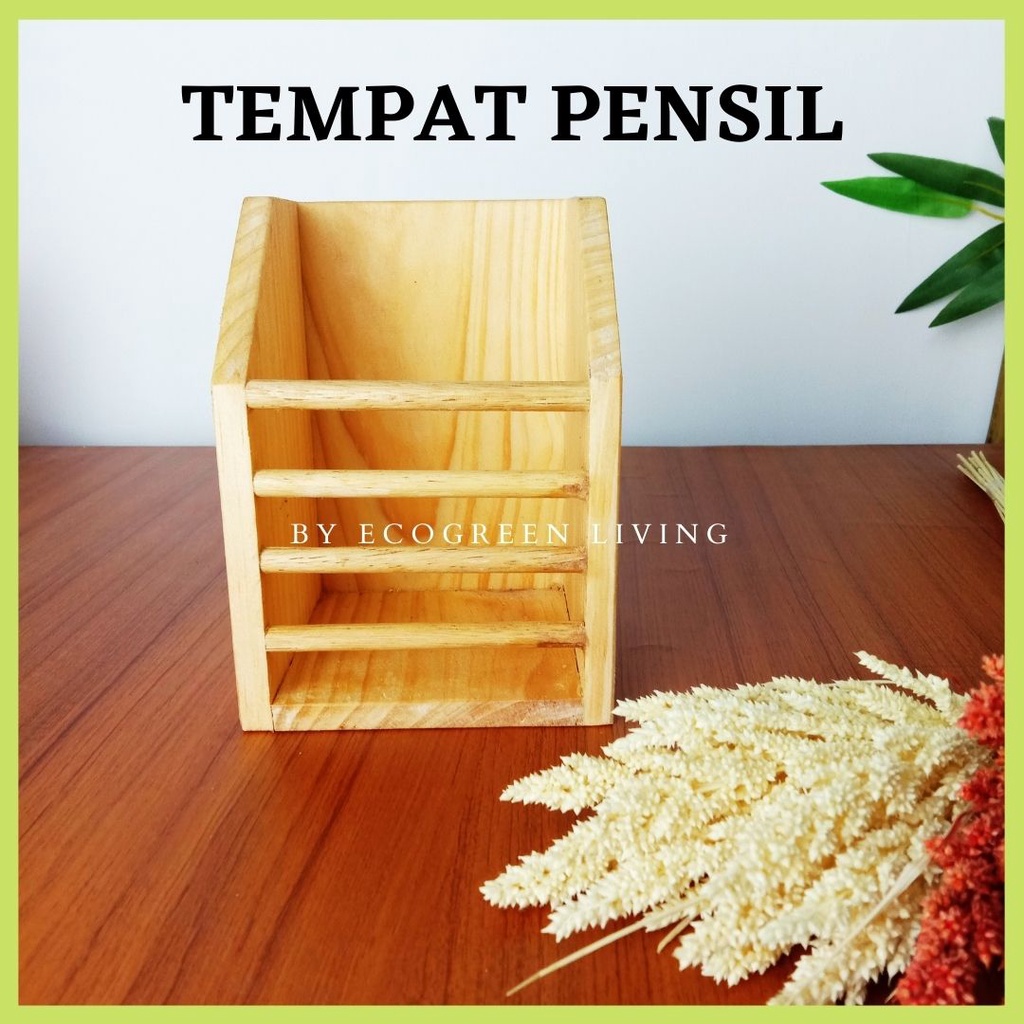 Pen Holder Desk Organizer Stationary / Wooden Desk Organizer / Tempat Pensil Kayu