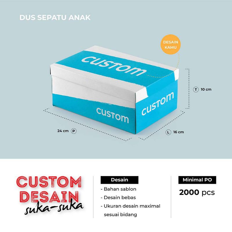 CST381 Dus Alas Kaki / Dus Sandal / Sepatu / Duplex / Desain Custom / Pre Order Ukuran 24 x 16 x 10