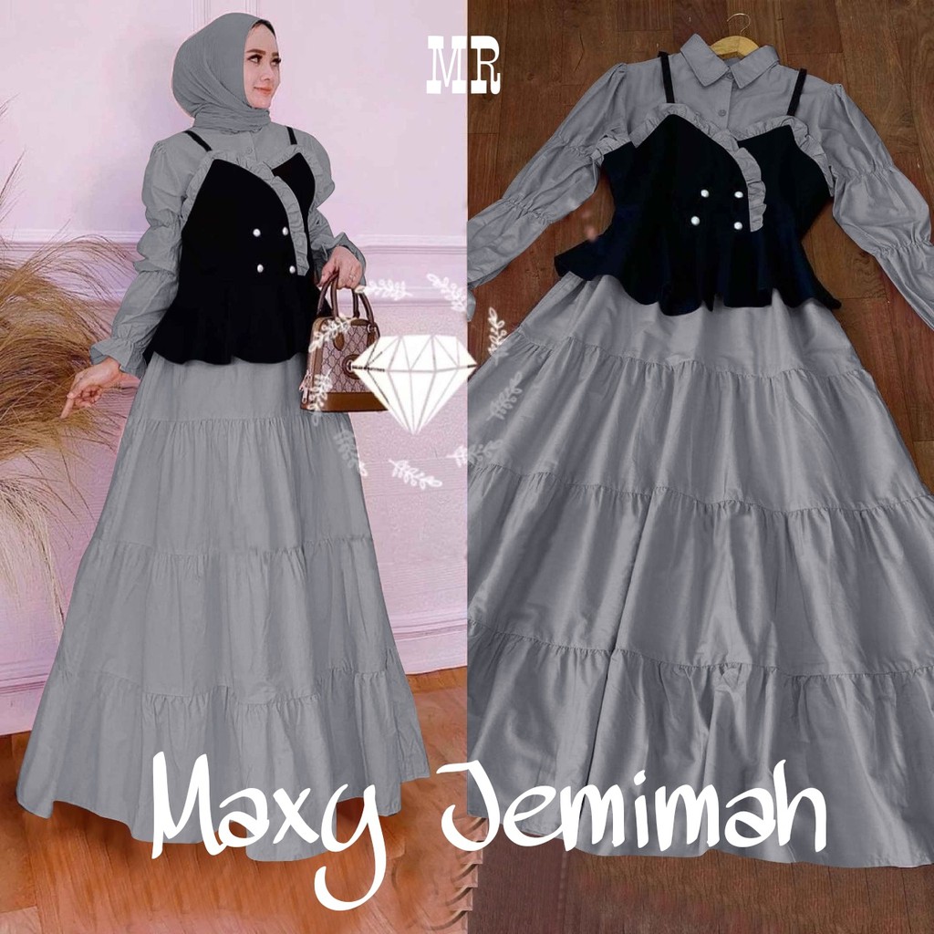 3 UKURAN  L XL XXL  FASHION MAXY JEMIMAH 2IN1 ROMPI DMR