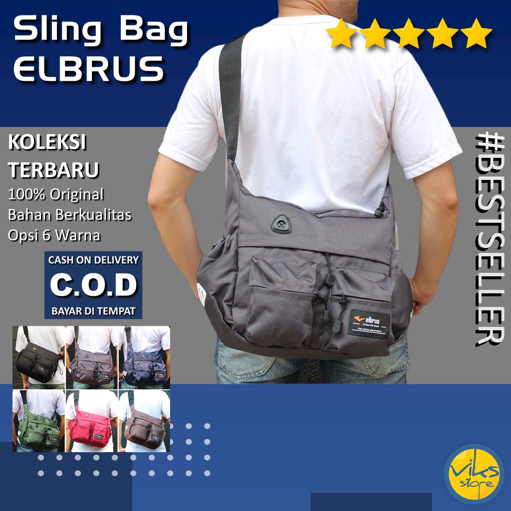 Tas Selempang Pria Cowok Elbrus Original Slingbag Tas Kerja Kuliah Sekolah Besar Simple Premium Tas Slempang Tas Dokumen Distro Original Model Terbaru