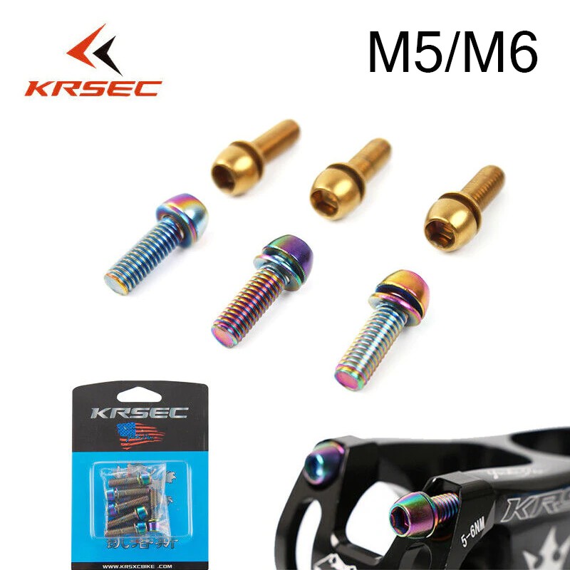 Import KRSEC M6/M5 MTB Bike Titanium Stem Screw Road Mountain Bicycle Handlebar Stainless Steel