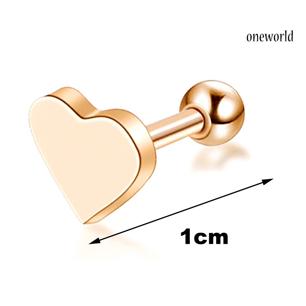 OW@ 1Pc Earring Heart Shape Decorative Alloy Girls Geometric Stud Earring for Festival