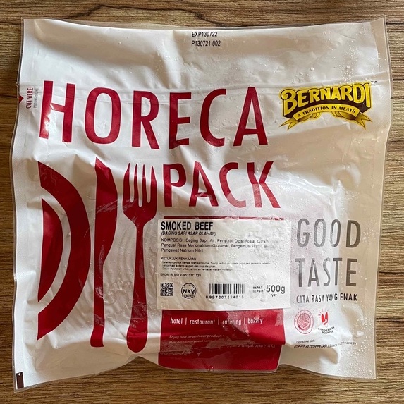 BERNARDI SMOKED BEEF BULAT HORECA PACK VP 500GR / DAGING SAPI ASAP FROZEN / SMOKE BEEF