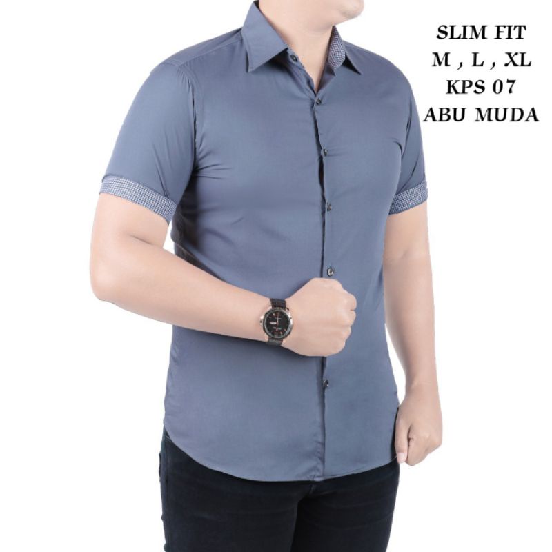 KEMEJA POLOS LENGAN PENDEK SLIMFIT PREMIUM