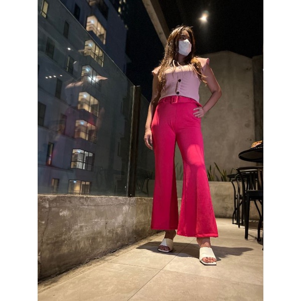 Celana fashion cutbray + belt scuba premium