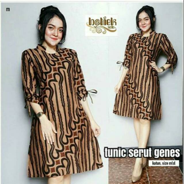 PROMO Tunik Batik Serut Genes Parang Gede / Dress Batik Atasan wanita