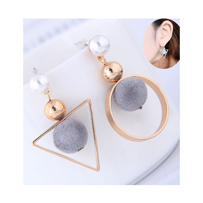 LRC Anting Tusuk Fashion Triangle Shape Decorated Earrings a5696X