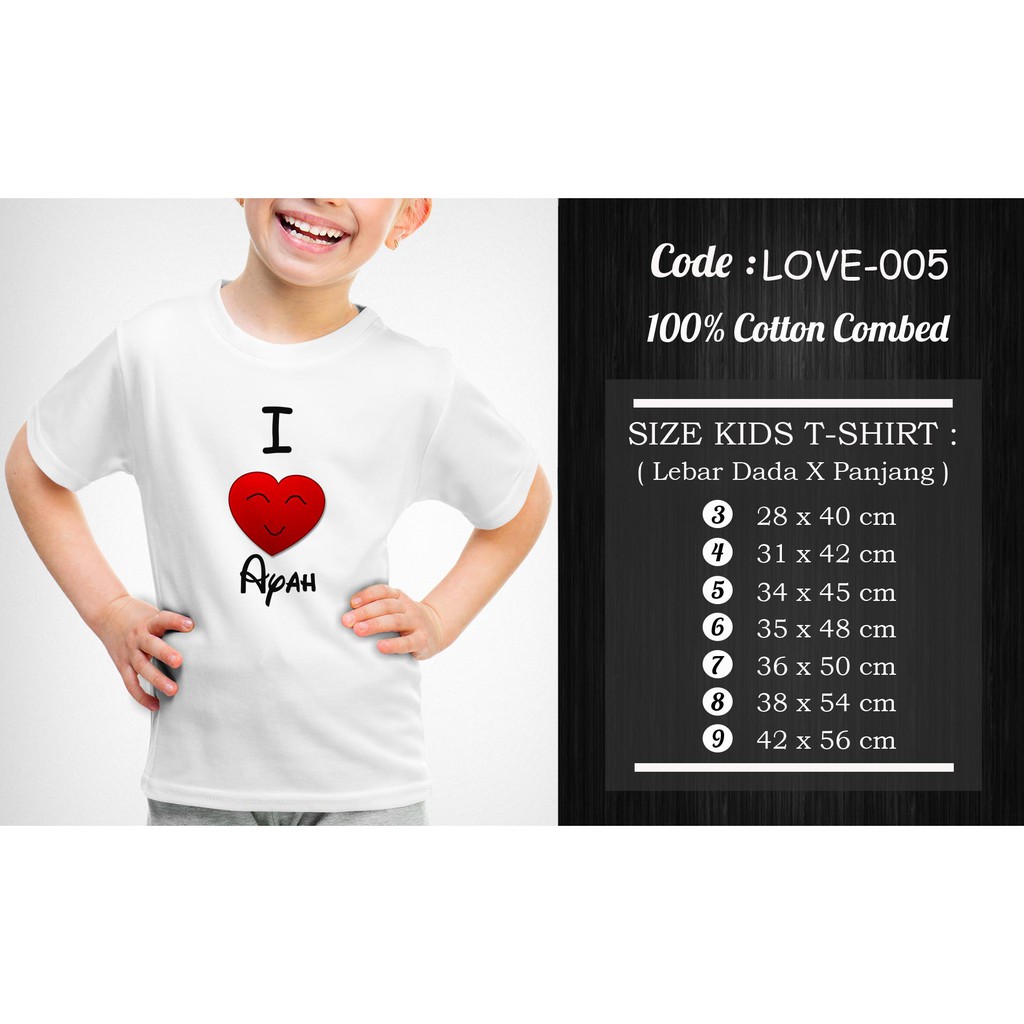 [FREE NAMA !!] Kaos Anak &amp; Family I Love My Family 100% COTTON PREMIUM