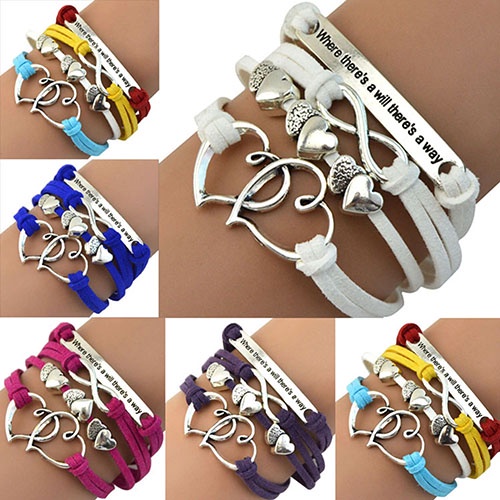 Hu Hu Hu Hu Hu Alat Bantu Pasang Kacamata♡ Gelang Tangan Tali Velvet Aksen Hati Infinity Warna Silver Antik Untuk Unisexpriawanita