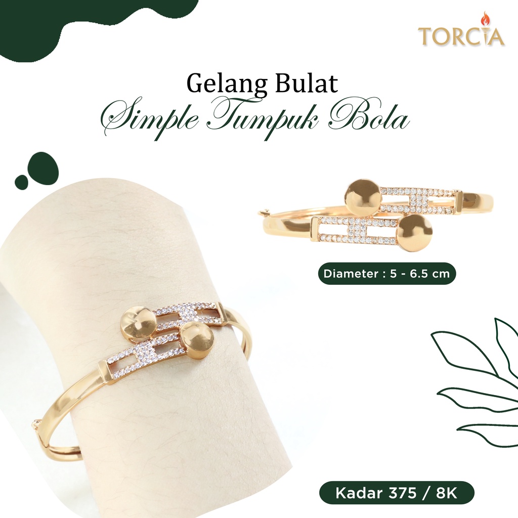 Gelang Bulat Emas Asli Simple Tumpuk Bola Kadar 375 Torcia