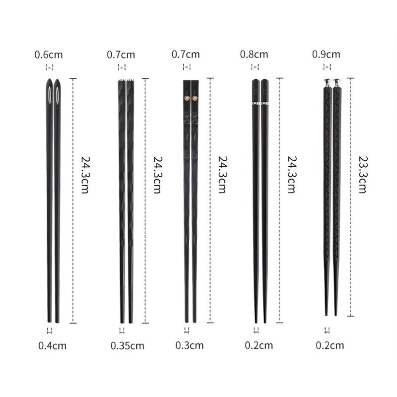 USEMD Alat Makan Sumpit Japanese Style Reusable Chopstick 5 Pasang - 01BPP - Black