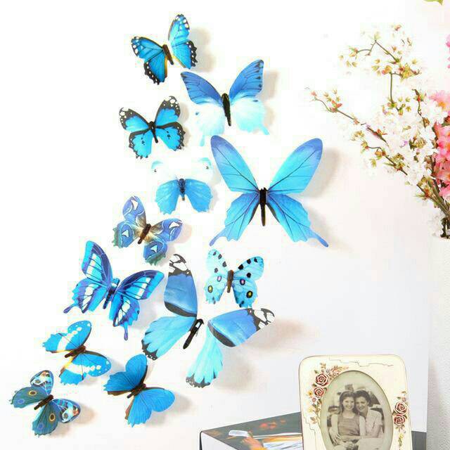 AVVET Stiker Dinding 3D Motif Kupu - Kupu / Wall Sticker 12pcs Butterfly PVC / Dekorasi 12 in 1