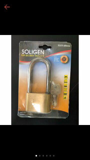 1 Pc | Gembok Baja Hitam Soligen 40 / 50 / 60 Mm / Gagang Panjang