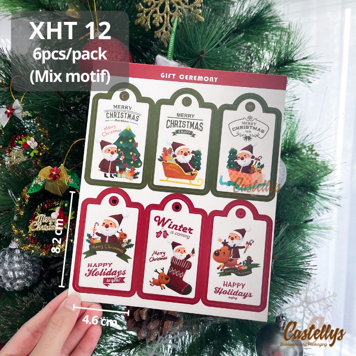 

XHT 12 Hang Tag Label Gantungan Hampers Kartu Kotak Natal Christmas