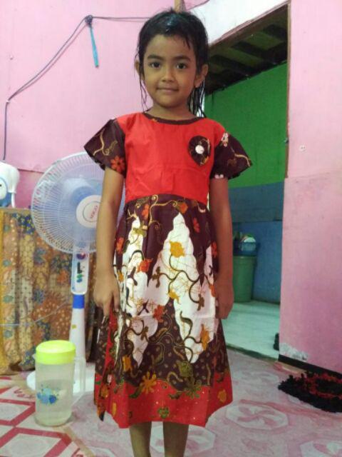 Dress Terusan 186 219 Batik Gaun Anak Amelia Seragam Keluarga Katun