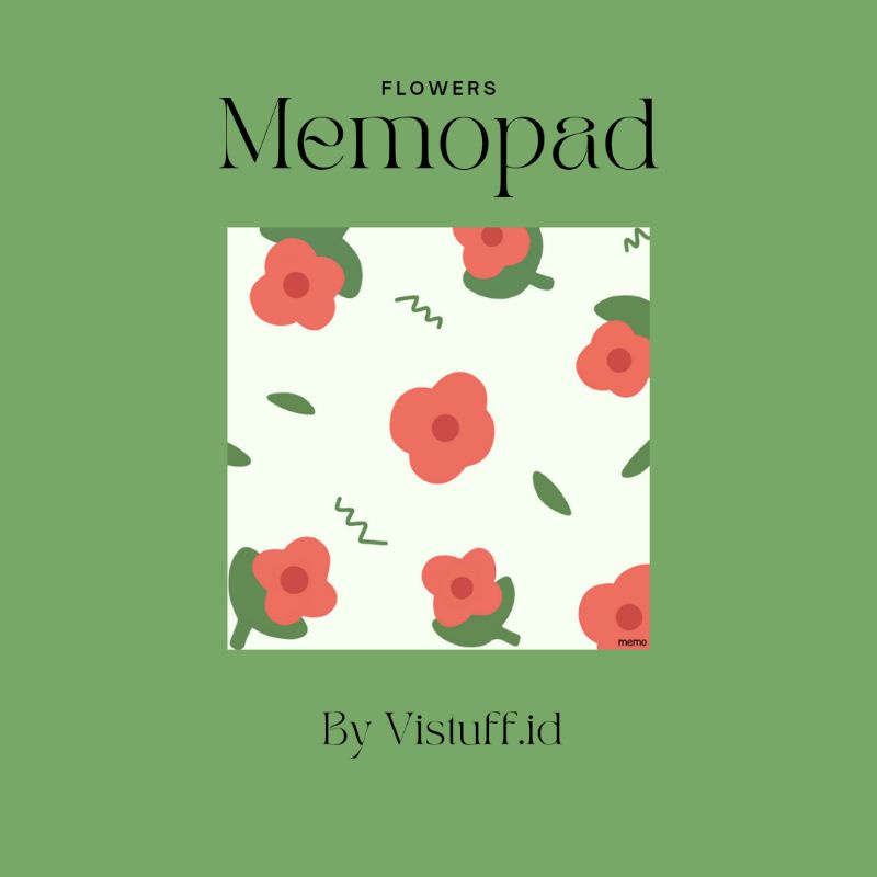 

[Vistuff.id] Flowers memopad isi 10pcs ukuran 6,5×6,5cm memo print notes note book penpal kit journal