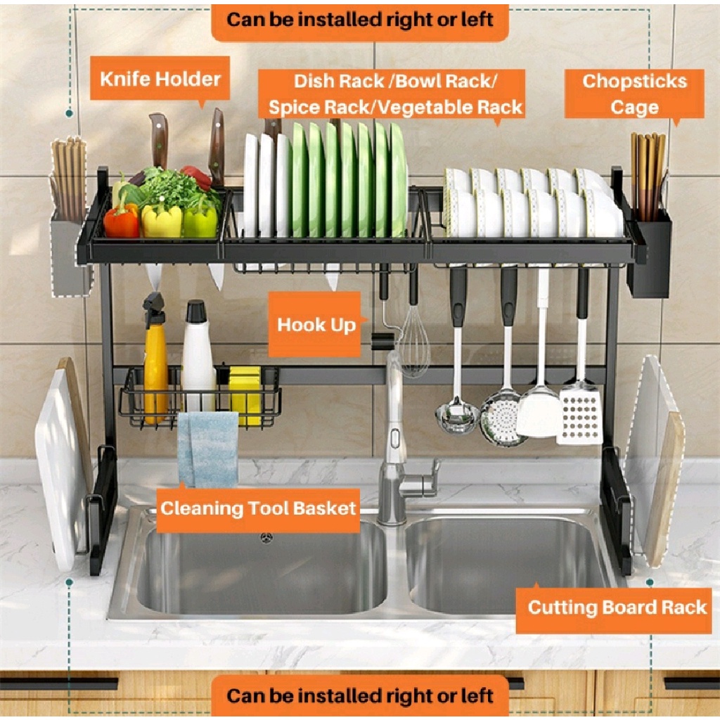 Rak Piring Wastafel/Rak Wastafel Cuci Piring Warna Hitam