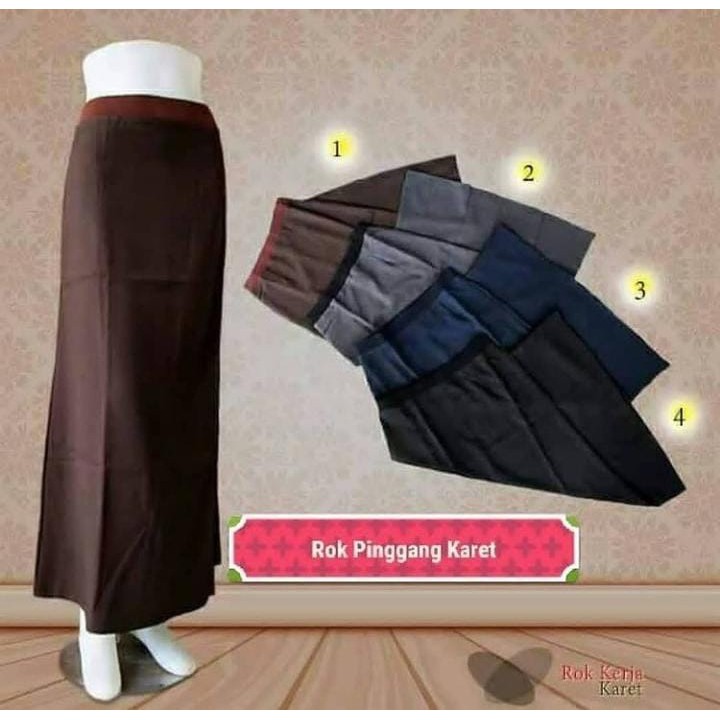 ROK GURU / ROK BAHAN KERJA PINGGANG KARET WANITA/ROK A LINE PINGGANG KARET WANITA