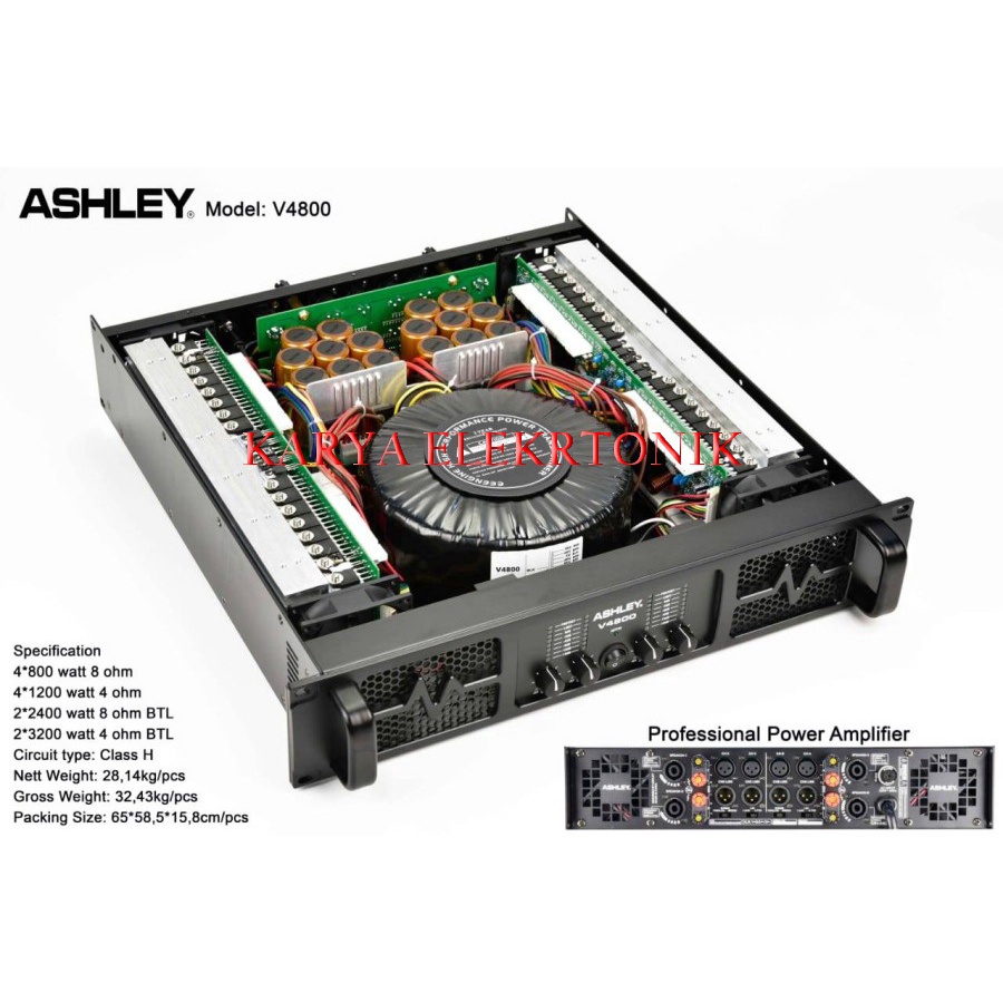 POWER AMPLIFIER ASHLEY V4800 POWER V 4800 ( 4 CHANNEL ) ORIGINAL