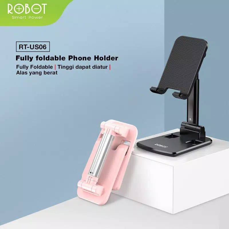 A_  ROBOT RT-US06 Liftable Foldable Phone Holder Stand HP Meja Original