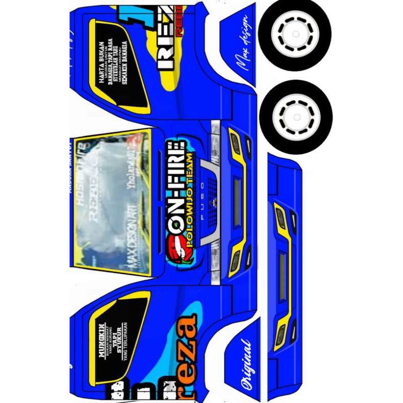 Miniatur Truk On Fire PaperCraft Lembaran Stiker Skala Jumbo Panjang 55cm