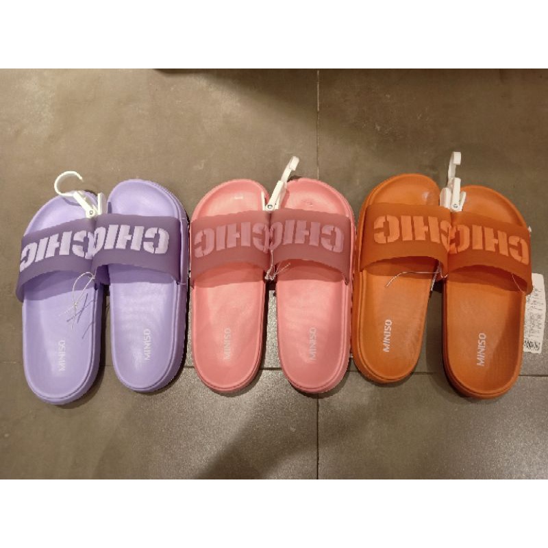 Miniso Slippers sandal slop lilac sandal slop wanita korea sandal warna pastel sandal murah miniso